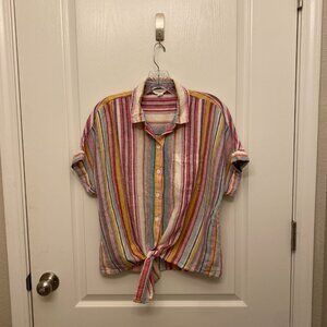BeachLunchLounge Striped Waist Tie Shirt